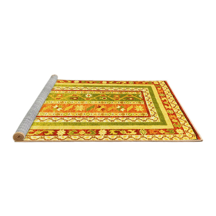 Sideview of Machine Washable Oriental Yellow Traditional Rug, wshcon3084yw