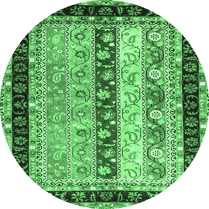 Round Abstract Emerald Green Contemporary Rug, con3085emgrn