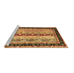 Sideview of Machine Washable Abstract Brown Contemporary Rug, wshcon3085brn