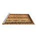 Sideview of Machine Washable Abstract Brown Contemporary Rug, wshcon3085brn