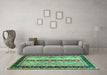 Machine Washable Abstract Turquoise Contemporary Area Rugs in a Living Room,, wshcon3085turq