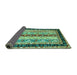 Sideview of Abstract Turquoise Contemporary Rug, con3085turq