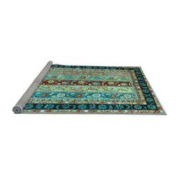 Sideview of Machine Washable Abstract Light Blue Contemporary Rug, wshcon3085lblu