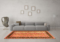 Machine Washable Abstract Orange Contemporary Rug, wshcon3085org