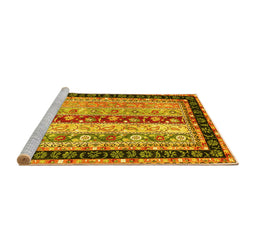 Sideview of Machine Washable Abstract Yellow Contemporary Rug, wshcon3085yw