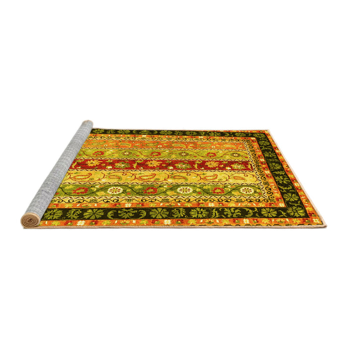 Sideview of Machine Washable Abstract Yellow Contemporary Rug, wshcon3085yw