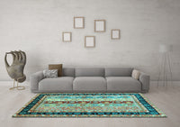 Machine Washable Abstract Light Blue Contemporary Rug, wshcon3085lblu