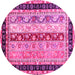 Round Abstract Pink Contemporary Rug, con3085pnk