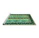 Sideview of Machine Washable Abstract Turquoise Contemporary Area Rugs, wshcon3085turq