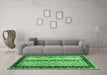 Machine Washable Abstract Emerald Green Contemporary Area Rugs in a Living Room,, wshcon3085emgrn