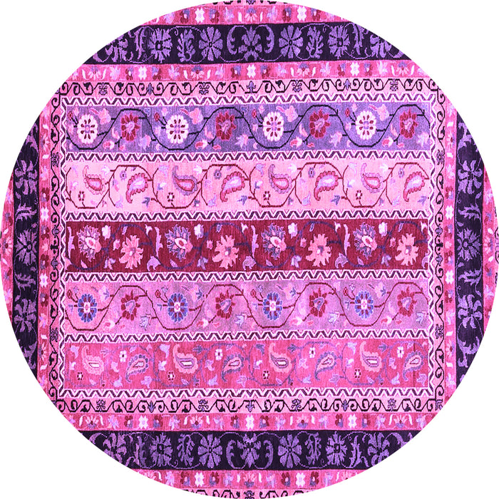 Round Machine Washable Abstract Purple Contemporary Area Rugs, wshcon3085pur