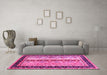 Machine Washable Abstract Pink Contemporary Rug in a Living Room, wshcon3085pnk