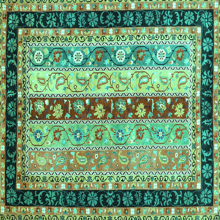 Square Machine Washable Abstract Turquoise Contemporary Area Rugs, wshcon3085turq