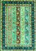 Machine Washable Abstract Turquoise Contemporary Area Rugs, wshcon3085turq