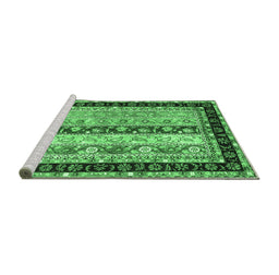 Sideview of Machine Washable Abstract Emerald Green Contemporary Area Rugs, wshcon3085emgrn