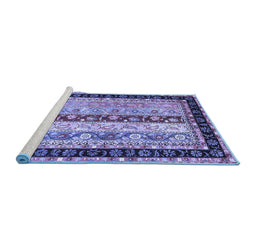 Sideview of Machine Washable Abstract Blue Contemporary Rug, wshcon3085blu