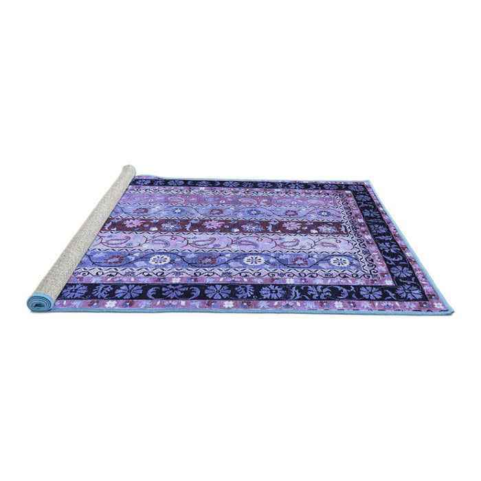 Sideview of Machine Washable Abstract Blue Contemporary Rug, wshcon3085blu