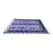 Sideview of Machine Washable Abstract Blue Contemporary Rug, wshcon3085blu