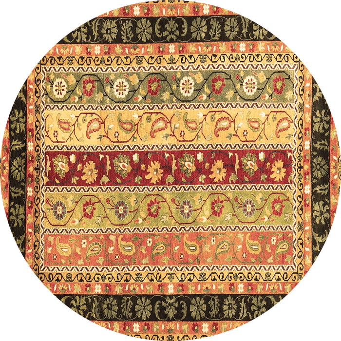 Round Abstract Brown Contemporary Rug, con3085brn