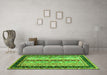 Machine Washable Abstract Green Contemporary Area Rugs in a Living Room,, wshcon3085grn