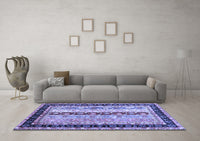 Machine Washable Abstract Blue Contemporary Rug, wshcon3085blu