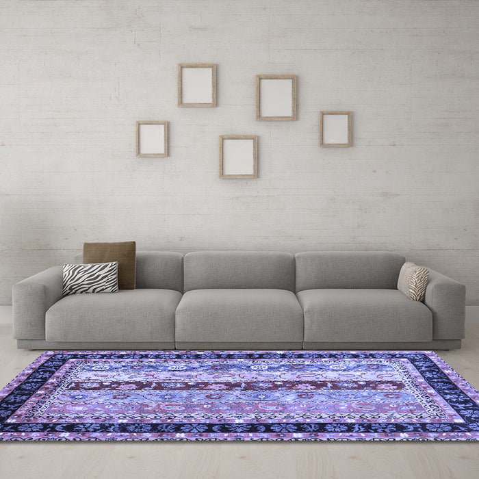 Machine Washable Abstract Blue Contemporary Rug in a Living Room, wshcon3085blu