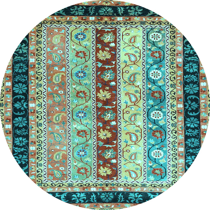 Round Abstract Light Blue Contemporary Rug, con3085lblu