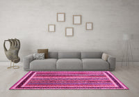 Machine Washable Abstract Pink Contemporary Rug, wshcon3086pnk