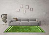 Machine Washable Abstract Green Contemporary Rug, wshcon3086grn