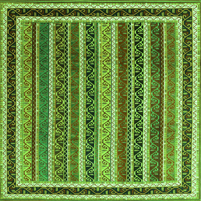 Serging Thickness of Abstract Green Contemporary Rug, con3086grn