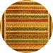 Round Abstract Yellow Contemporary Rug, con3086yw