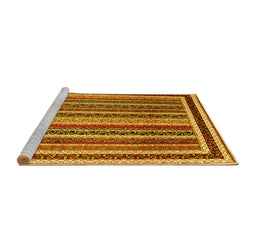 Sideview of Machine Washable Abstract Yellow Contemporary Rug, wshcon3086yw