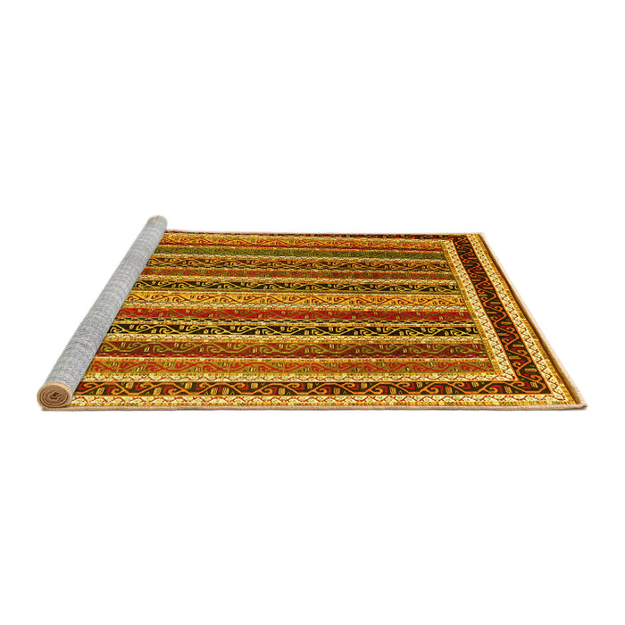 Sideview of Machine Washable Abstract Yellow Contemporary Rug, wshcon3086yw