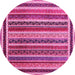 Round Machine Washable Abstract Pink Contemporary Rug, wshcon3086pnk