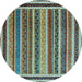 Round Machine Washable Abstract Light Blue Contemporary Rug, wshcon3086lblu