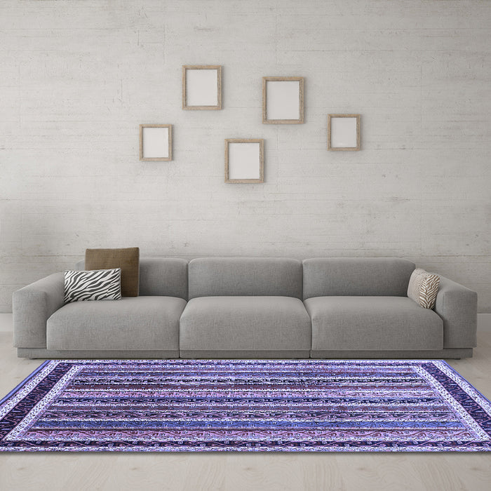 Machine Washable Abstract Blue Contemporary Rug in a Living Room, wshcon3086blu