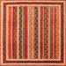 Round Machine Washable Abstract Orange Contemporary Area Rugs, wshcon3086org