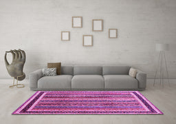 Machine Washable Abstract Purple Contemporary Area Rugs in a Living Room, wshcon3086pur