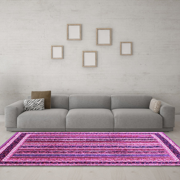 Machine Washable Abstract Purple Contemporary Area Rugs in a Living Room, wshcon3086pur