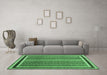 Machine Washable Abstract Emerald Green Contemporary Area Rugs in a Living Room,, wshcon3086emgrn