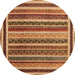 Round Machine Washable Abstract Brown Contemporary Rug, wshcon3086brn