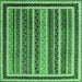 Square Machine Washable Abstract Emerald Green Contemporary Area Rugs, wshcon3086emgrn