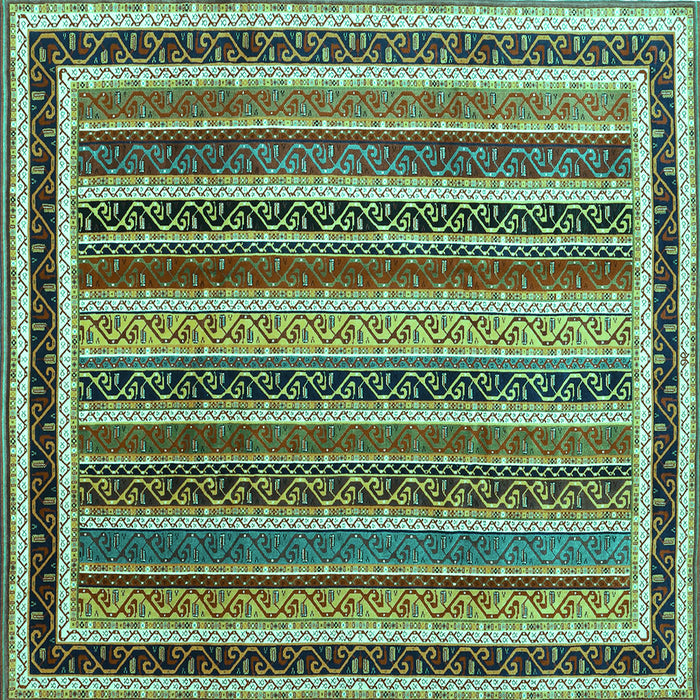Square Abstract Turquoise Contemporary Rug, con3086turq