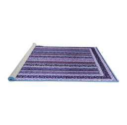 Sideview of Machine Washable Abstract Blue Contemporary Rug, wshcon3086blu