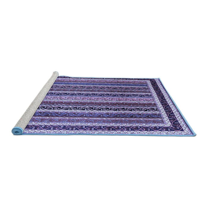 Sideview of Machine Washable Abstract Blue Contemporary Rug, wshcon3086blu