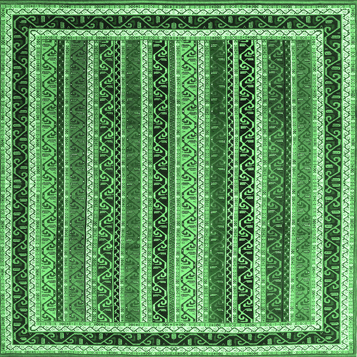 Square Abstract Emerald Green Contemporary Rug, con3086emgrn
