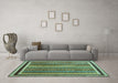 Machine Washable Abstract Turquoise Contemporary Area Rugs in a Living Room,, wshcon3086turq