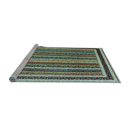 Sideview of Machine Washable Abstract Light Blue Contemporary Rug, wshcon3086lblu