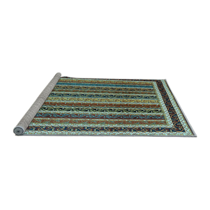 Sideview of Machine Washable Abstract Light Blue Contemporary Rug, wshcon3086lblu