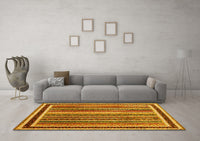 Machine Washable Abstract Yellow Contemporary Rug, wshcon3086yw